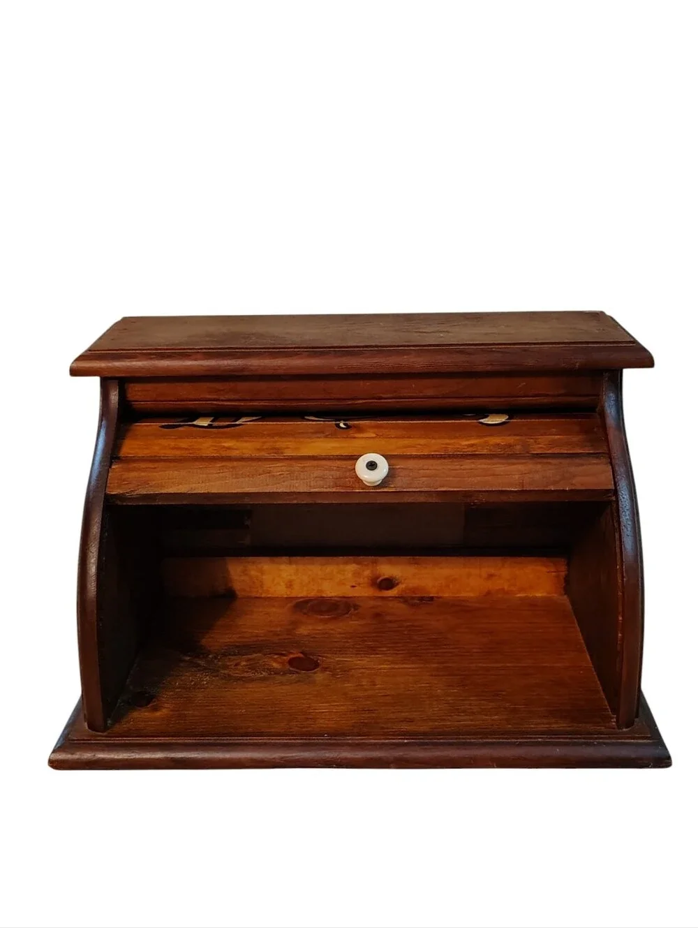 Vintage Grandmacore Retro 80's Wooden Roll-Top Bread Box